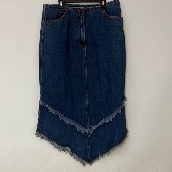 Vintage Juke Box Frayed Hem Denim Skirt - Picture 1 of 5